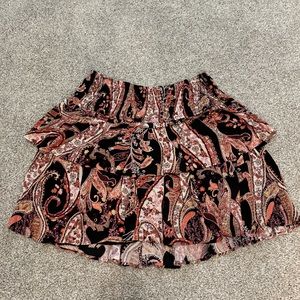 Anthropologie Myla Tiered Paisley Mini Skirt size L